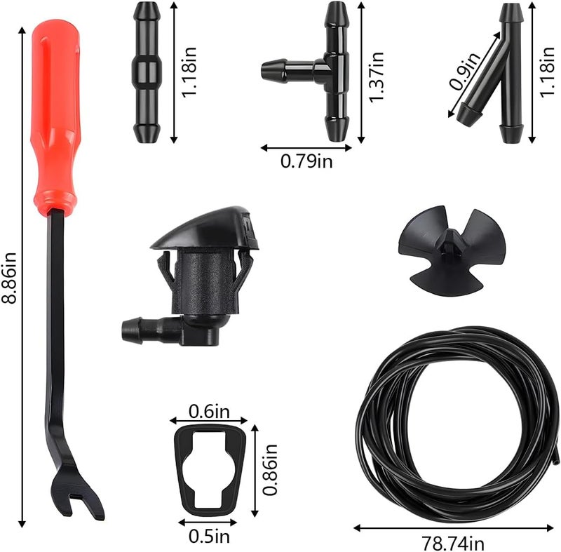 Mandark Car Windshield Washer Nozzle Hose Kit, 2Pcs Washer Nozzles &Gaskets, 12Pcs Hose Connectors, 10Pcs Hood Retainers, Fluid Hose and Fastener Remover, Compatiable with Grand Cherokee - Image 2